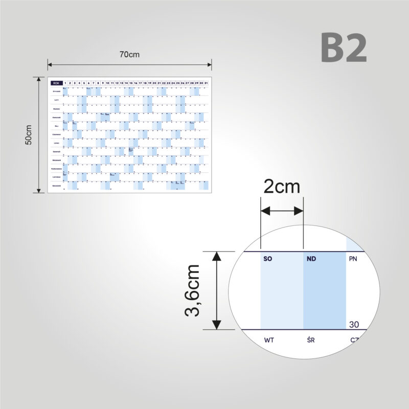 Planer 2024 Niezmywalny B2 FIRMOWY Kalendarz Roczny ścienny