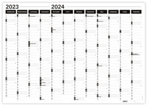 planer Ścienny na rok szkolny 2023/2024 suchoŚcieralny b&w a0