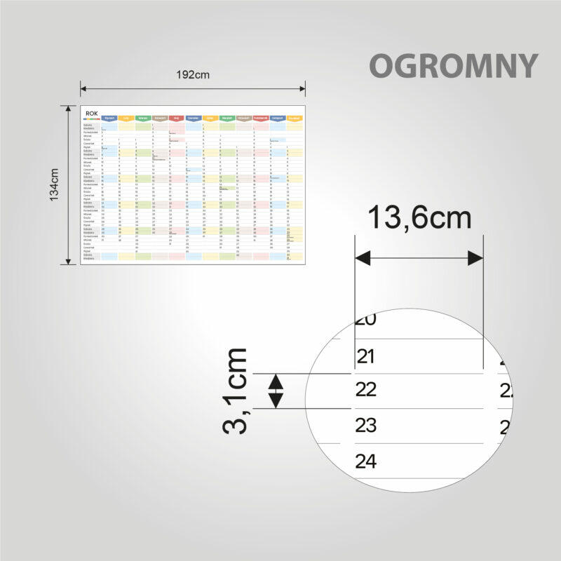 Planer Kalendarz Suchościeralny Na Rok 2024 OGROMNY TĘCZA